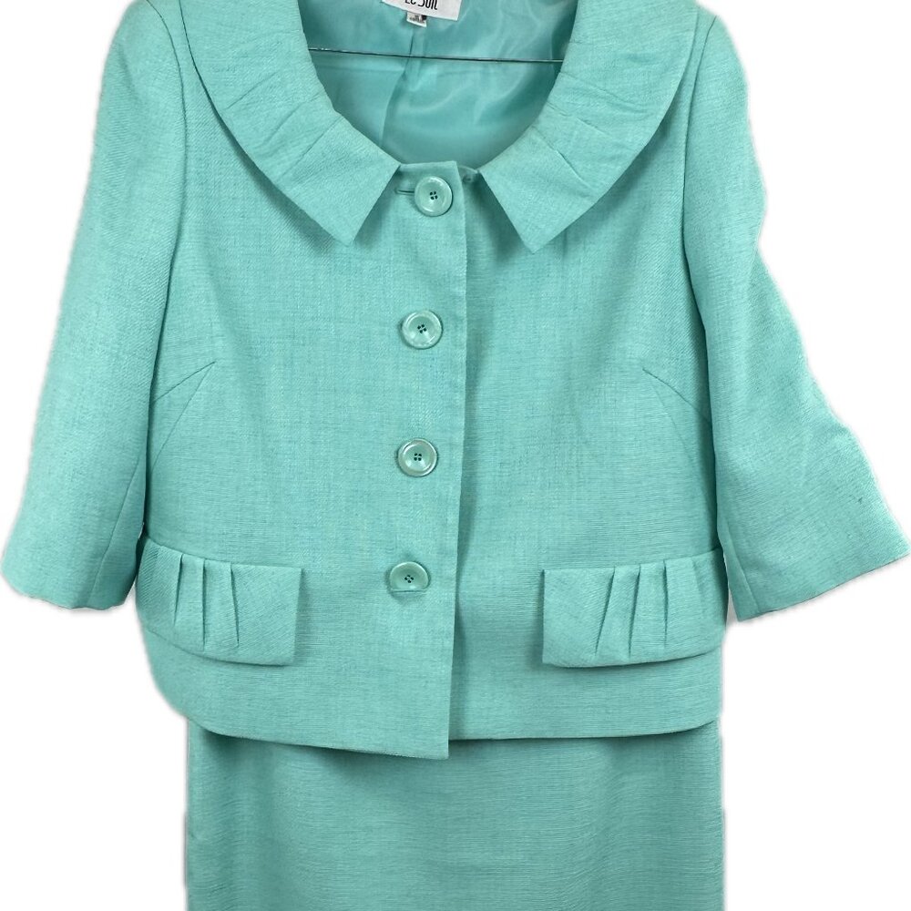 Beautiful Le Suit 2-piece Robin Egg Blue Skirt Suit Set- Size 18